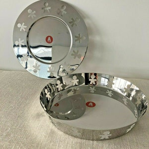 Vintage modern cocktail Tray Set stainless steel Alessi Girotondo King-Kong