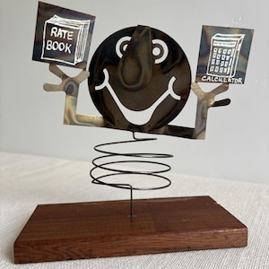 Escultura/figura cinética de metal brutalista vintage quemada de David Wright, EE. UU.