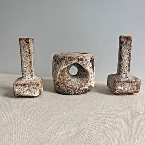 Vintage mcm brutalist fat lava glaze Vases by Marius Van Woerden, set of 3