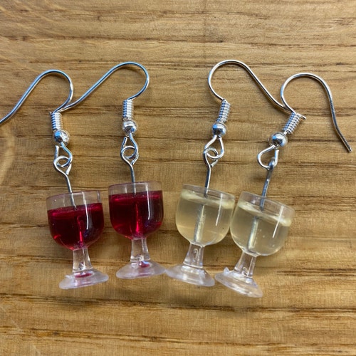 Red Wine Glass Earrings Etsy