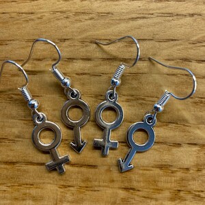 Gender earrings, male & female symbols