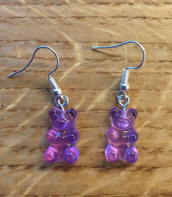 Purple Gummy Bear Earrings Etsy
