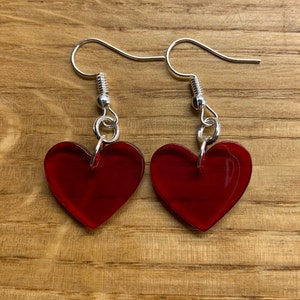 Red acrylic heart earrings