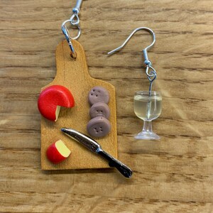 Cheese and wine earrings!