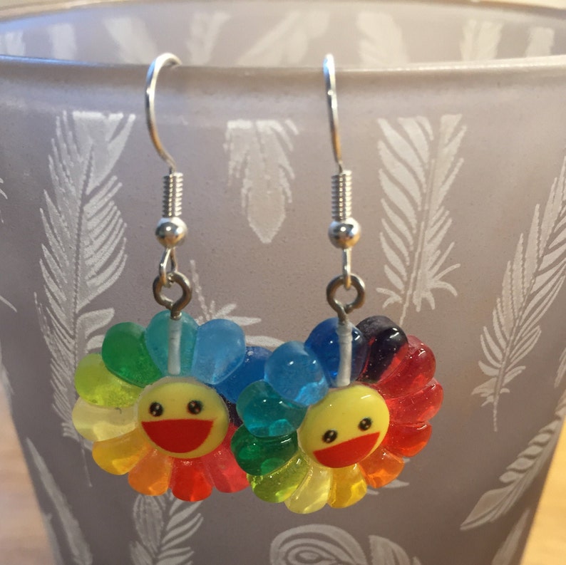 Rainbow flower earrings