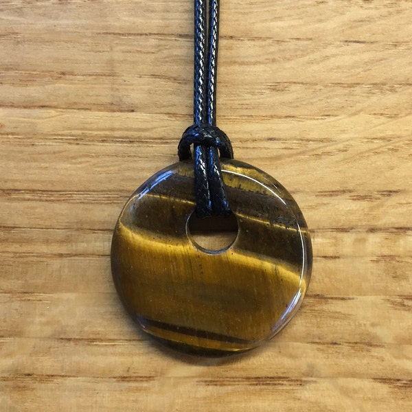 Tiger's eye donut pendant necklace