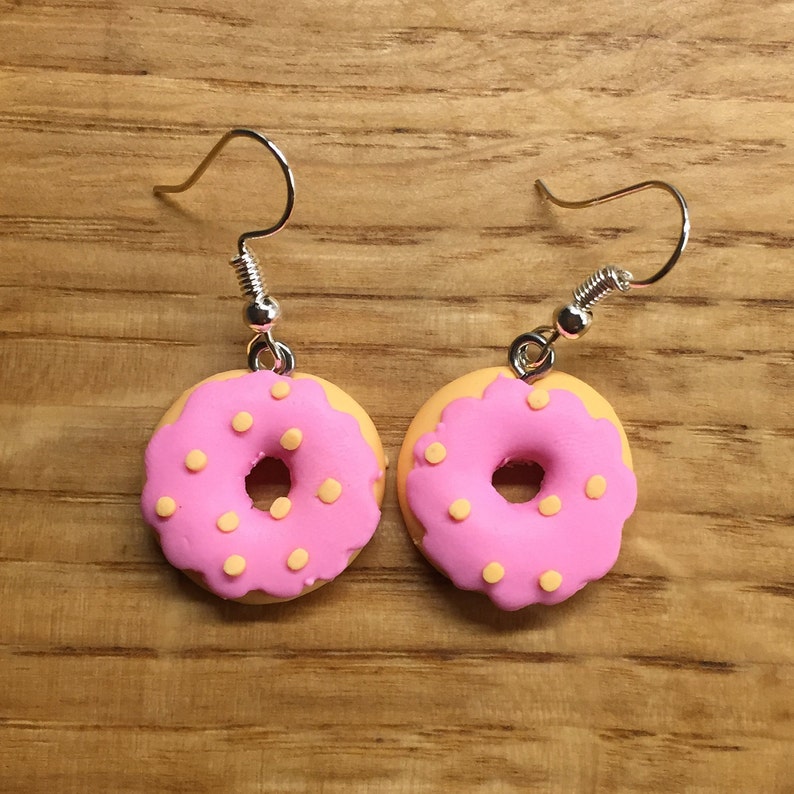 Pink donut earrings