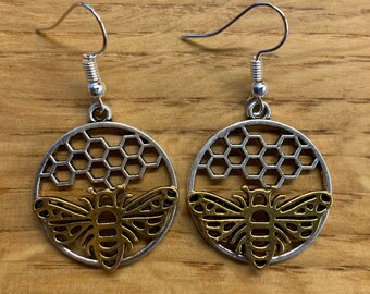 Bee and honeycomb earrings