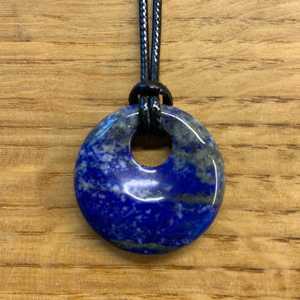 Lapis Lazuli donut pendant necklace