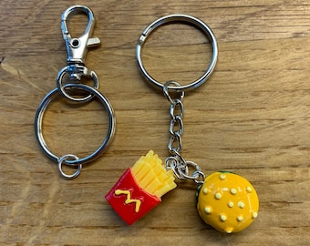 Hamburger and fries keychain/ bag clip