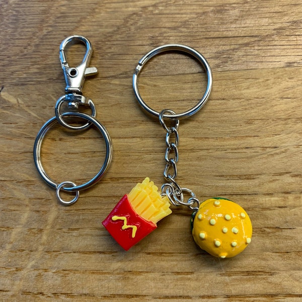 Hamburger and fries keychain/ bag clip