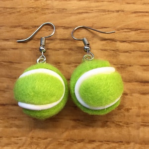 Funky tennis ball dangle earrings