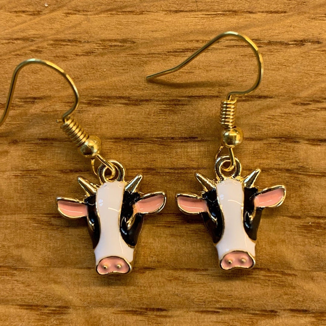 Cute Cow Head Earrings Etsy