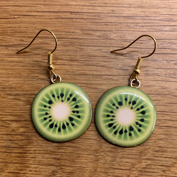 Boucles d'oreilles tranches de kiwi