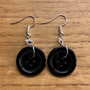 Black button earrings