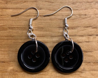 Black button earrings