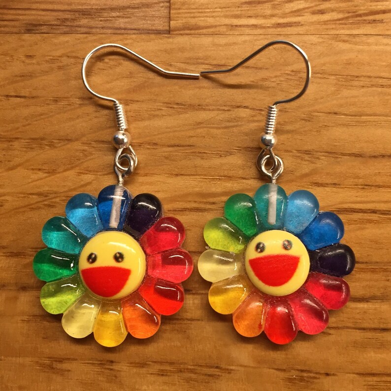 Rainbow flower earrings