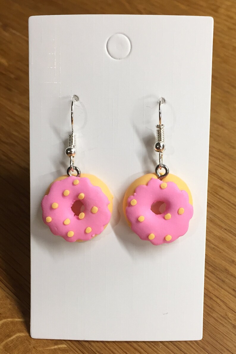Pink donut earrings