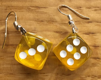 Funky yellow Dice earrings