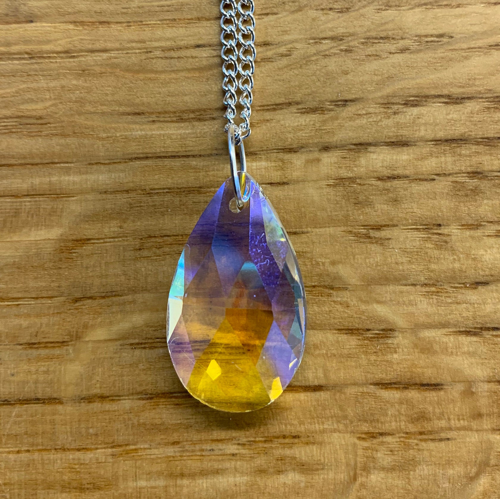 Crystal teardrop pendant necklace Etsy