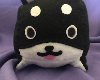 Handmade shiba cube, fleece shiba inu, Puppy plushie, black dog plushie