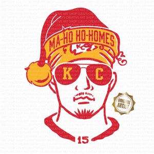 Mahomes Santa SVG- Mahomes svg-Digital Download-Chiefs Shirt-KC Chiefs Art-Chiefs svg-Showtime-15-Ma Ho Ho Homes-Mahomes Christmas