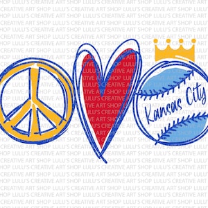 Peace Love Baseball svg-KC Baseball-heart svg-baseball svg-World Series-World Champs-Crown Town-Boys in Blue