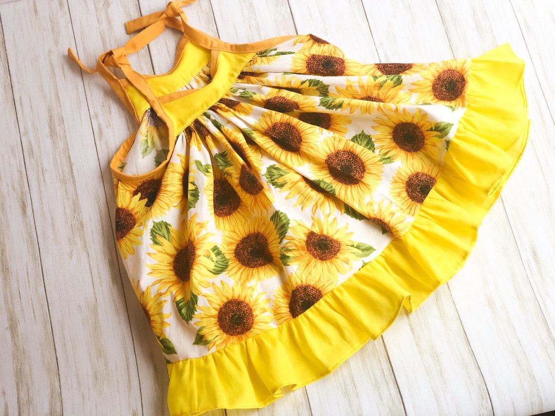 Girls sunflower dress Made to order Etsy