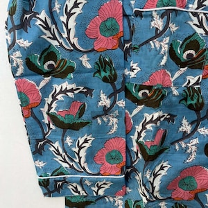 Floral Cotton Pajama Set: Hand Block Print Nightwear