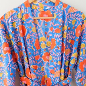 Katoenen kimonobadjas met bloemenprint: Boho Summer Loungewear