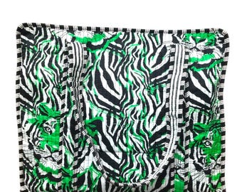 Bolso de mano acolchado de algodón con estampado de langosta, estilo náutico, ideal para la playa.