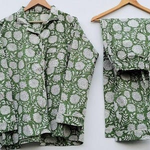 Handmade Cotton Pajama Set: Indian Block Print Nightwear