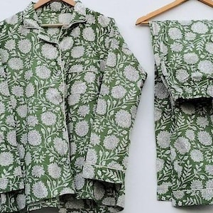 Handmade Cotton Pajama Set: Indian Block Print Nightwear