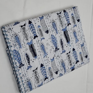 Handmade Indian Kantha Quilt: Block Print Cotton Bedspread
