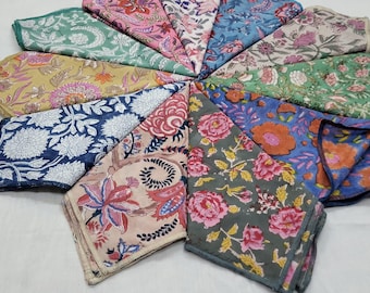 Block Print Cotton Bandanas Set: Handmade Indian Bandanas (52x52 cm)