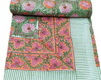 Burnt Orange, Olive Green Floral Indian Hand Block Printed Rectangle Tablecloth, Cotton Table Cover, Housewarming Gifts, French Tablecloth