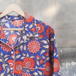 Handmade Floral Cotton Pajama Set: Bohemian Sleepwear