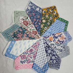 Organic Cotton Bandana Scarf: Floral Block Print, Natural Dye