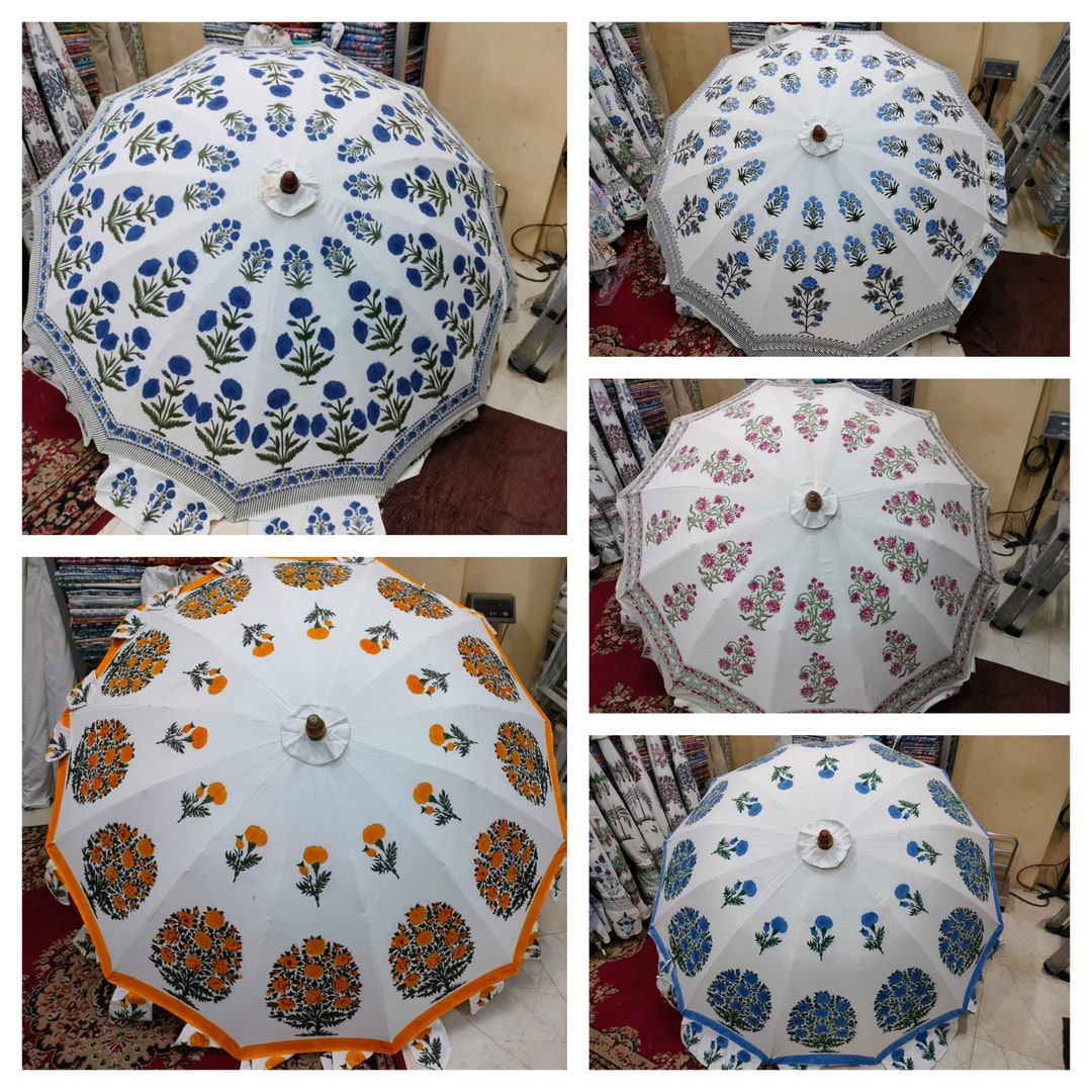 Indian Block Print Umbrella Garden Umbrella Parasols Etsy