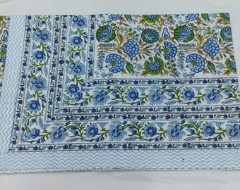Indian Block Print Tablecloth Floral Cotton Dining Table Cover Dinning Tablecover