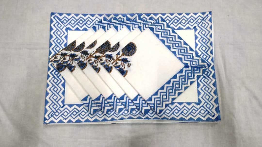 Boho Placemats Block Print Placemats Placemats Set Etsy