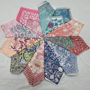 Organic Cotton Bandana Scarf: Floral Block Print, Natural Dye