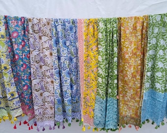 Hand Block Print Cotton Scarf Elegant Scarves , Eco-Friendly Design Hair Wrap Women Wear Cotton Stoles