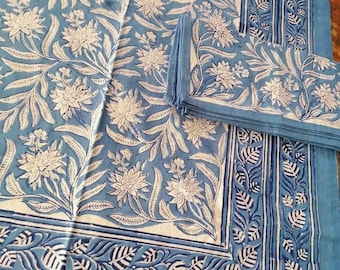Hand Block Print tablecloth Floral Cotton Table Cover Boho Dining Room Decor Elegant Dining