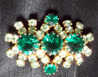 Diamanté Emerald Green & Mint Green Crystal Rhinestone Brooch