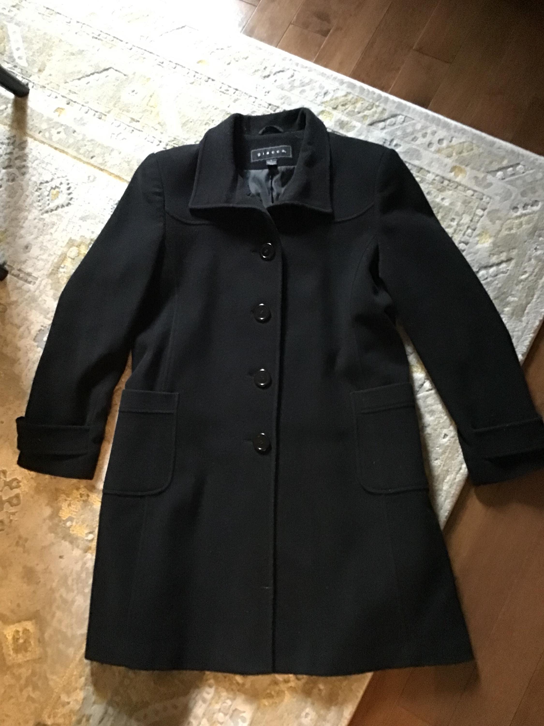 Black 80% Wool Coat, Made by Giacca, Fall Short Coat