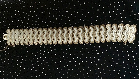 Rare Sarah Coventry, Gold & White Enamel Bracelet… - image 3