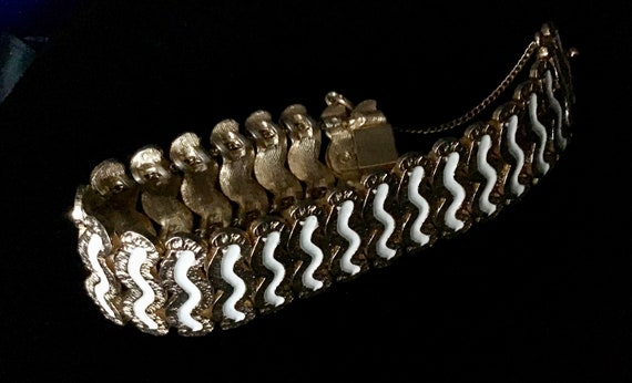 Rare Sarah Coventry, Gold & White Enamel Bracelet… - image 4