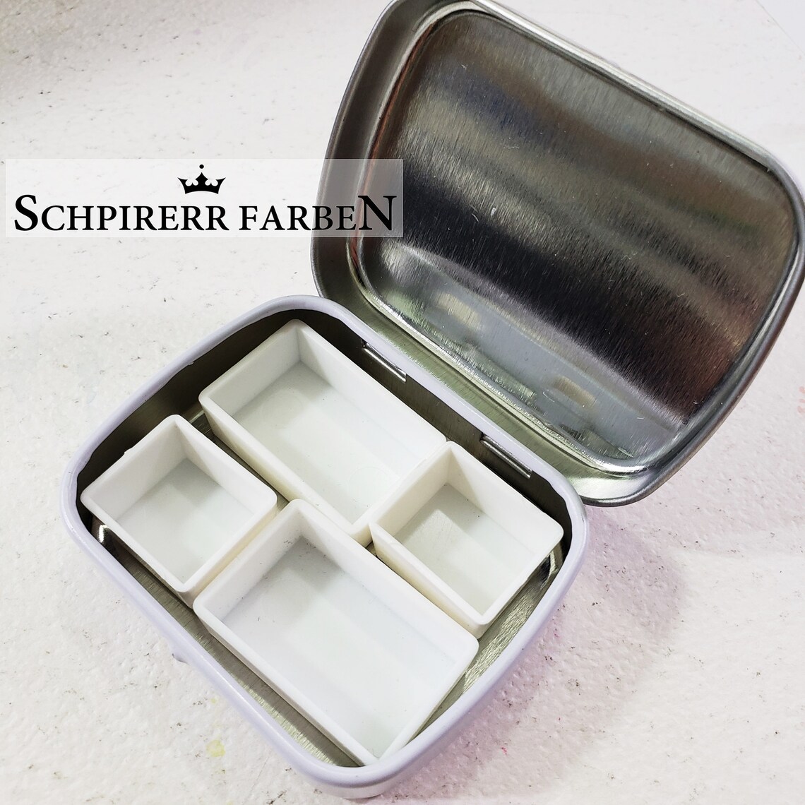 4 Empty Watercolor Pans in a Tiny Tin Box 2x Half and 2x Etsy