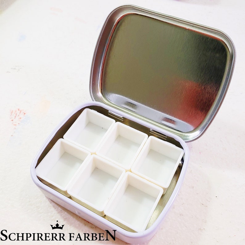 6 Empty Watercolor Half Pans in a Tiny Tin Box SCHPIRERR Etsy